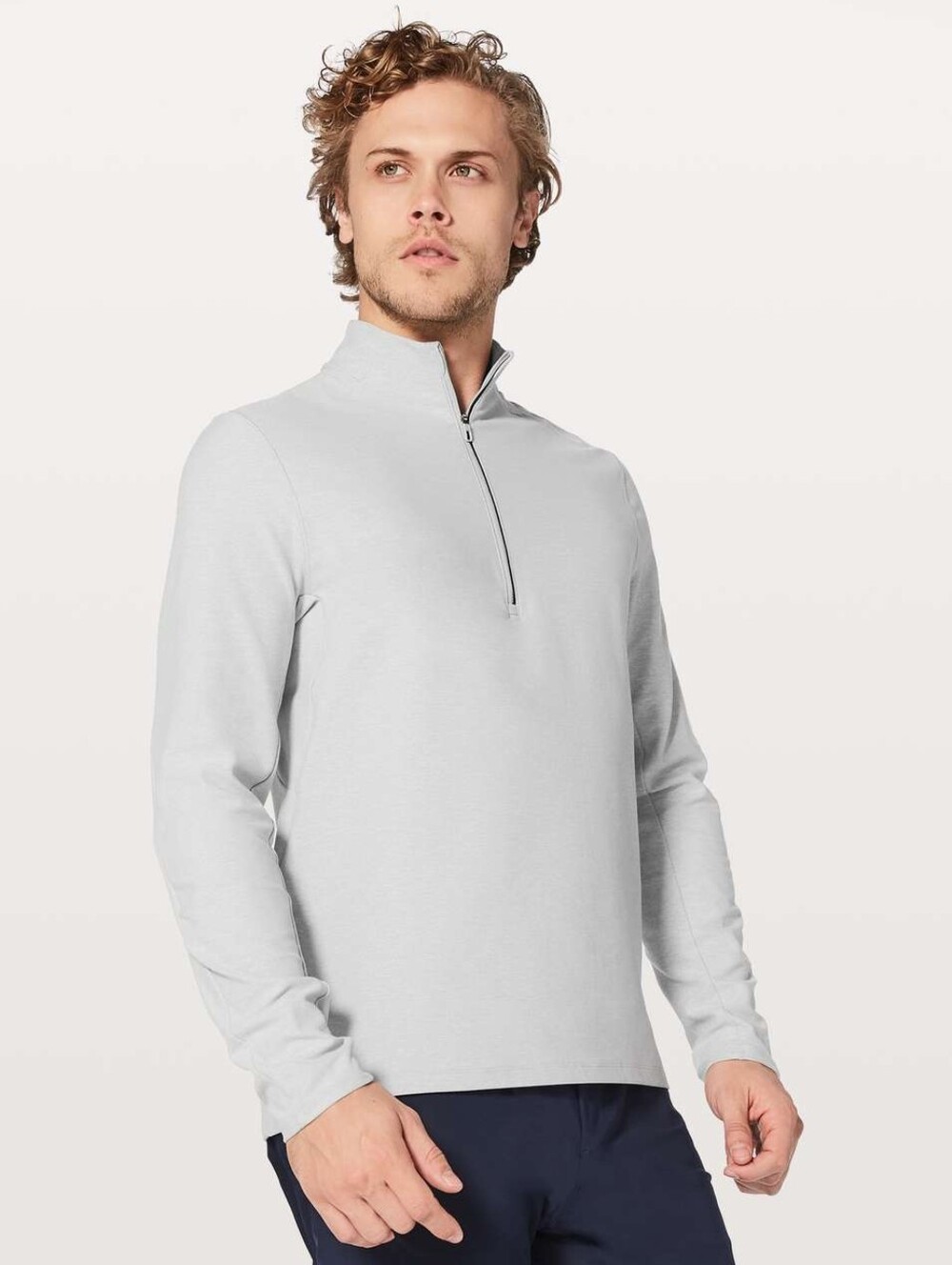 Lululemon Surge Warm 1/2 Zip In Heather Sea Salt